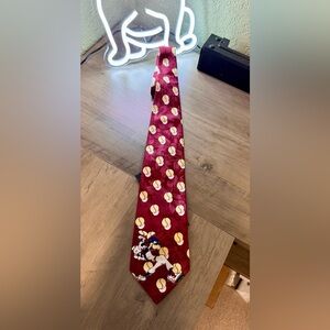 Disney Red Tie with Goofy and Baseballs